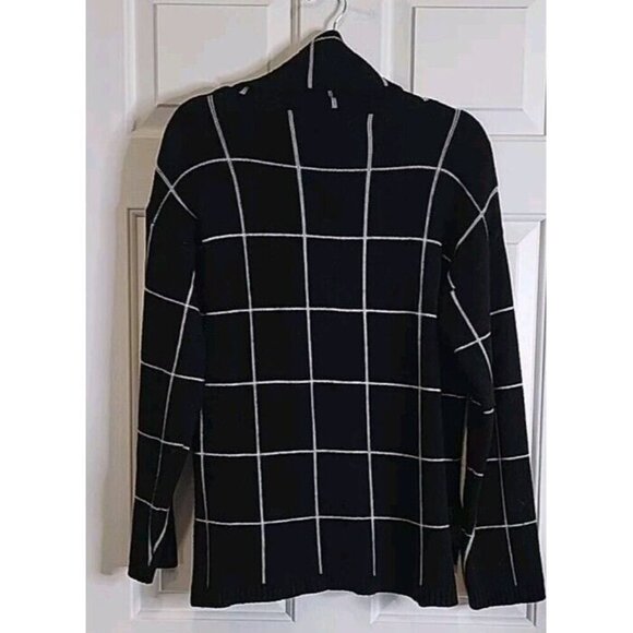 Kirundo Grid Pattern Black Turtleneck Drop Shoulder Sweater Size Large Geometric - Picture 3 of 10